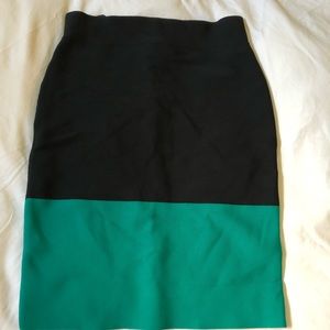 NWOT BCBGmaxazria Black & Green Bandage Skirt Sz S